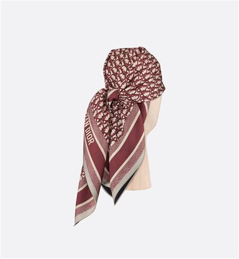 foulard dior bordeaux|Foulard Dior Oblique bordeaux e blu navy.